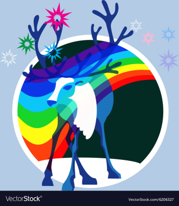 Aurora borealis deer vector image Aurora borealis deer vector image