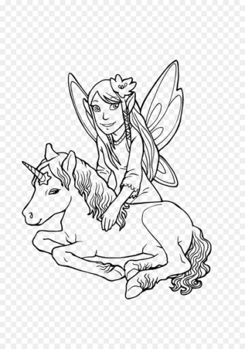 Ausmalbild Elf Unicorn Legendary creature Coloring book - Elf 