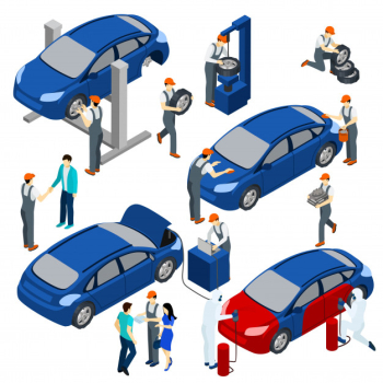 Auto service concept set Free Vector Auto service concept set Free Vector