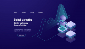 Automation software, artificial intelligence analysis and data analytics, robot write graph grow up,