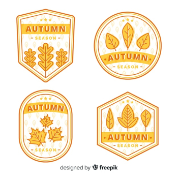 Autumn badge collection with leaves Autumn badge collection with leaves