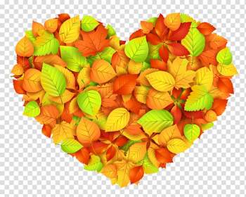 Autumn leaf color Heart , fall transparent background PNG clipart