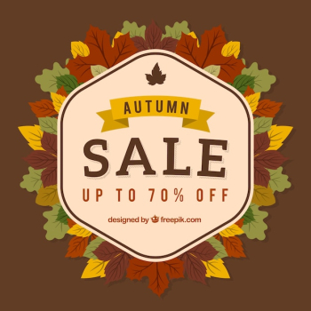 Autumn sale badge with flat leaves Autumn sale badge with flat leaves