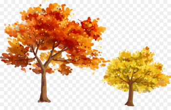 Autumn Tree Leaf - Autumn trees Autumn leaves vector material Hand-painted 