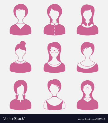 Avatars set front portrait of females isolated on vector image Avatars set front portrait of females isolated on vector image