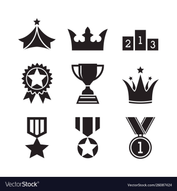 Award icons design set medals and trophy vector image Award icons design set medals and trophy vector image