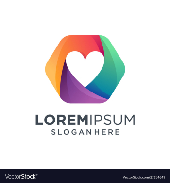 Awesome hexagon love logo design vector image Awesome hexagon love logo design vector image