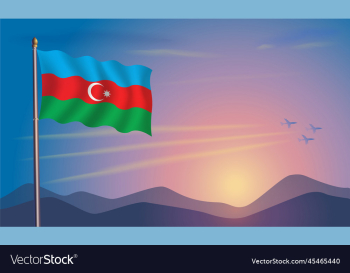 azerbaijan flag in the morning sun azerbaijan flag in the morning sun