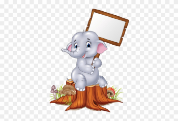 Baby Blue Elephant Holding Poster - Cute Baby Elephant Holding Sign Baby Blue Elephant Holding Poster - Cute Baby Elephant Holding Sign