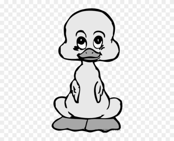 Baby Duck Animal Free Black White Clipart Images Clipartblack - Huggable Baby Duck Ornament (round)