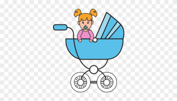 Baby Girl On Carriage Cartoon - Baby Transport Baby Girl On Carriage Cartoon - Baby Transport