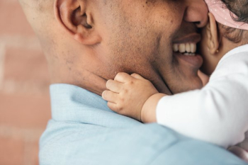 Baby Girls Hands Hugging Father Baby Girls Hands Hugging Father