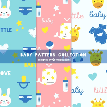 Baby patterns collection in hand drawn style Baby patterns collection in hand drawn style