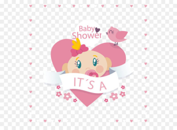 Baby shower Infant Illustration - Welcome baby infant party invitation card vector 