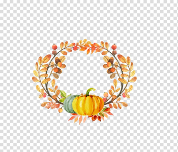 Baby shower Pumpkin Autumn Party Halloween, color pumpkin wreath decoration transparent background PNG clipart