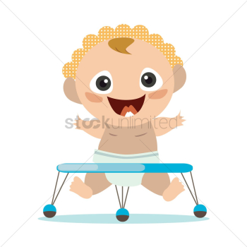 Baby with baby walker Baby with baby walker