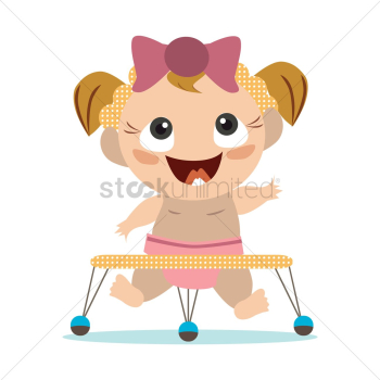 Baby with baby walker Baby with baby walker