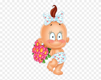 Baby With Flowers - Baby Flower Girl Cartoon Baby With Flowers - Baby Flower Girl Cartoon