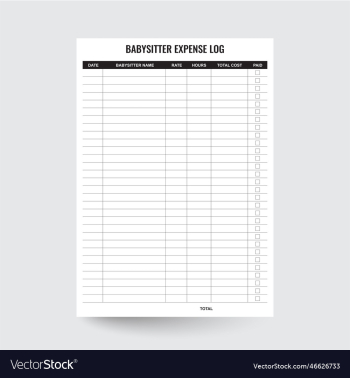 babysitter expense log