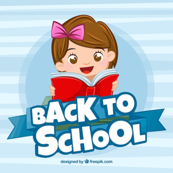 Back to school background with happy girl Back to school background with happy girl