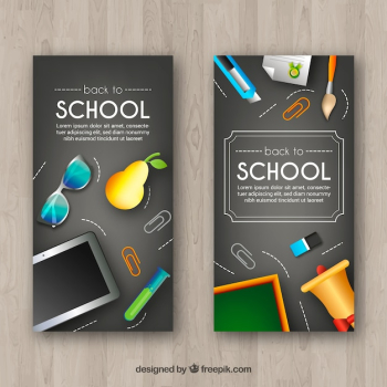 Back to school banners with elements Back to school banners with elements