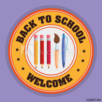 back to school seal with school supplies back to school seal with school supplies