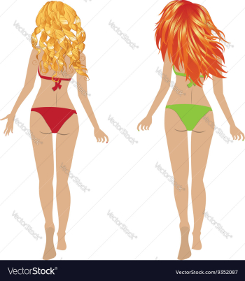 Back View of Girls in Bikini vector image