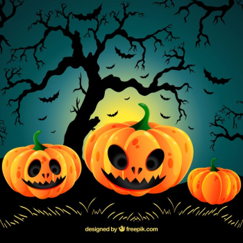 Background of halloween pumpkins and tree Background of halloween pumpkins and tree