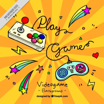 Background of hand-drawn game controllers Background of hand-drawn game controllers