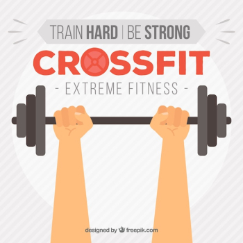 Background of hands lifting weights in flat design