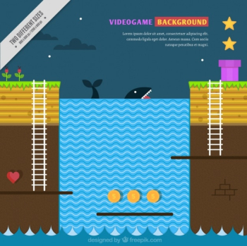 Background of video game with a whale Background of video game with a whale