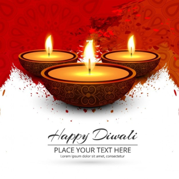 Background with red paint and candles for diwali