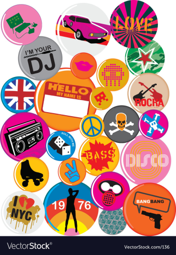 Badges 80s style pop retro vector image Badges 80s style pop retro vector image