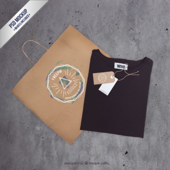 Bag and t shirt mockup Bag and t shirt mockup