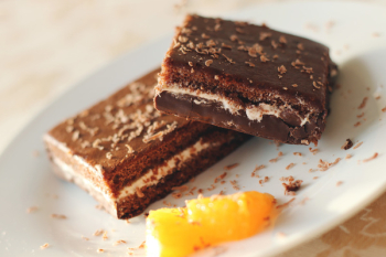 Baked Brownies on Plate Baked Brownies on Plate