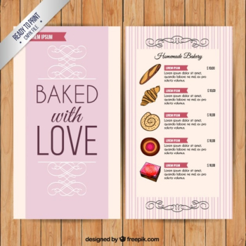 Baked with love menu template Baked with love menu template