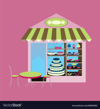 Bakery flat shop with different confectionery vector image Bakery flat shop with different confectionery vector image