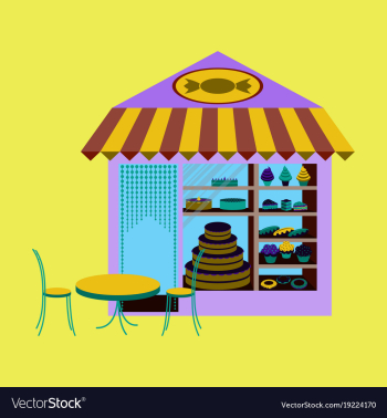 Bakery flat shop with different confectionery vector image Bakery flat shop with different confectionery vector image