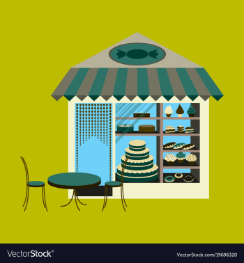 Bakery flat shop with different confectionery vector image Bakery flat shop with different confectionery vector image