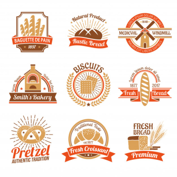 Bakery logo emblem set Free Vector Bakery logo emblem set Free Vector