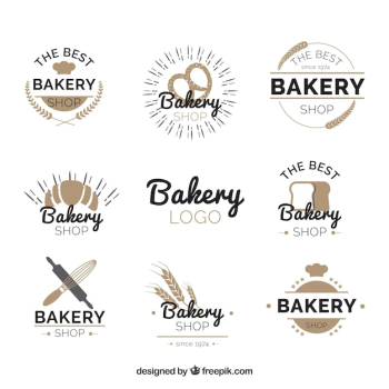 Bakery logos collection in flat style Bakery logos collection in flat style