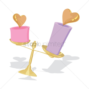 Balance scale with hearts Balance scale with hearts