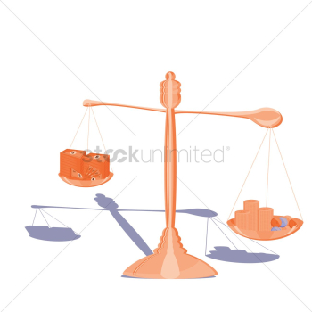 Balance scale with money Balance scale with money