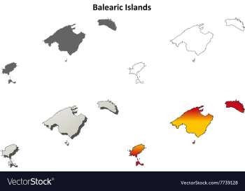 Balearic Islands blank outline map set vector image