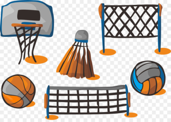 Ball Badminton Clip art - Basketball Badminton Volleyball Icons 