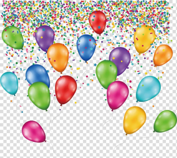 Balloons and confetti , Birthday cake Balloon, Creative birthday transparent background PNG clipart