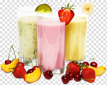 Banana, kiwi, and strawberry fruit shakes, Milkshake Smoothie Juice Soy milk, cold drink transparent background PNG clipart
