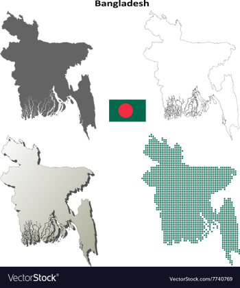 Bangladesh outline map set vector image Bangladesh outline map set vector image