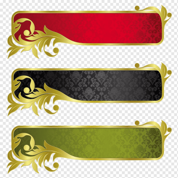 Banner Gold Ribbon, European pattern metal texture border pattern, border, frame, effect png