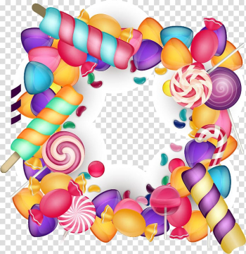 Banner illustration, Lollipop Candy corn Cotton candy, Cute candy border transparent background PNG clipart
